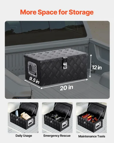 Miniatura 2 de VEVOR Caja de Herramientas de Aluminio Resistente para Cama de Camión, Caja de Herramientas con Placa Estriada con Mango Lateral y Llaves