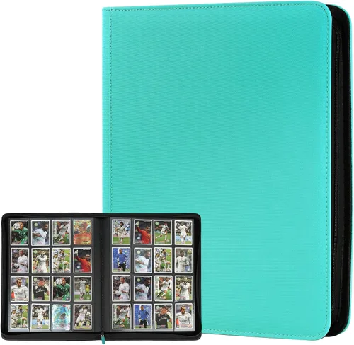 Miniatura 30 de GERMUN Carpeta de tarjetas de poliuretano, 16 bolsillos, carpetas de soporte premium para más de 1000 tarjetas, álbum de bolsillo de doble cara