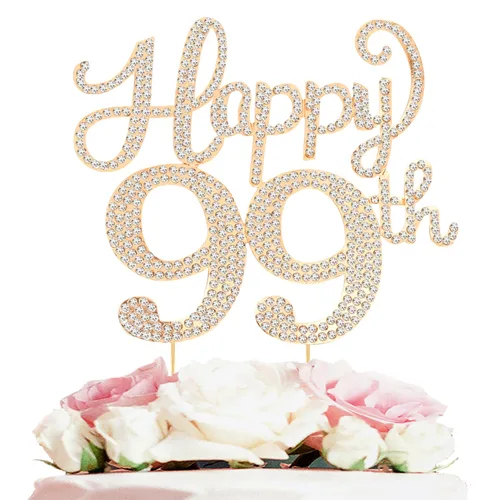 Miniatura 87 de LASKYER Decoración de feliz cumpleaños número 10, decoración de pastel de diamantes de imitación dorados de 10º cumpleaños – Letrero de metal