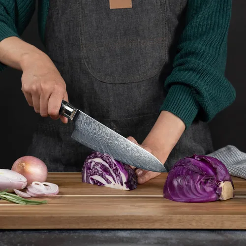 Miniatura 5 de SENKEN 15-Piece Damascus Knife Block Set - Black Tsunami Collection - Japanese Chef Knife Set with 67-Layer Japanese VG10 Steel Blades