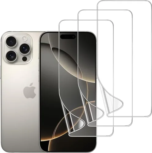 Miniatura 10 de Paquete de 3 protectores de pantalla de TPU para iPhone 15 Pro Max, película de hidrogel transparente HD transparente suave y flexible compatible