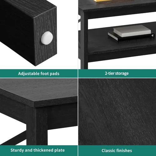 Miniatura 6 de YITAHOME Mesa de centro para sala de estar, mesa de café moderna de estilo granja con almacenamiento, mesa de centro de 2 niveles, mesa de acento