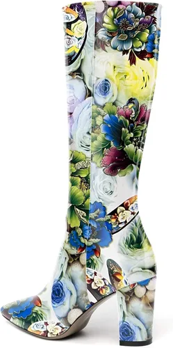 Miniatura 147 de AMBELIGHT Botas altas hasta la rodilla con cremallera y puntera puntiaguda para mujer, de patente sólida, tacón alto, 3.3 pulgadas