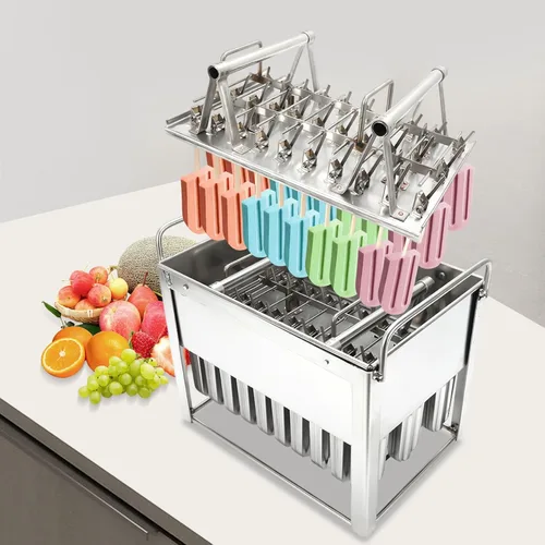 Miniatura 2 de 30 moldes de acero inoxidable para paletas de hielo, con 3 ranuras, soporte para palitos de helado, yogur congelado, para el hogar, bar
