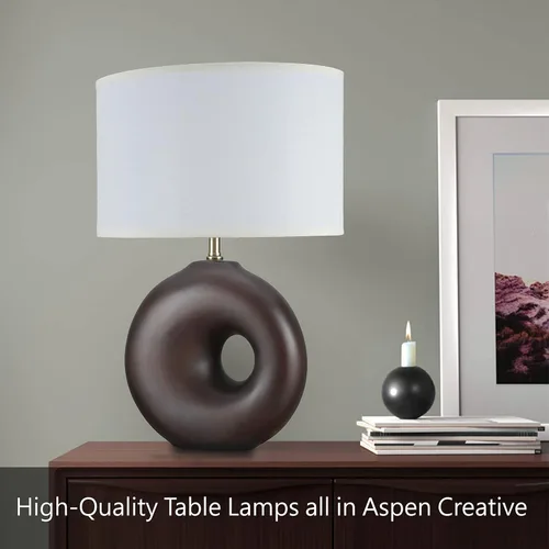 Miniatura 4 de Aspen Creative 40084-2, juego de 2 lámparas de mesa con 1 candelabro, diseño contemporáneo en níquel satinado, 14 1/4 pulgadas de alto, rojo