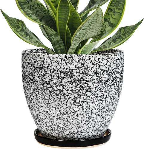 Miniatura 33 de Maceta para Plantas de 6.8 Pulgadas - Maceta de Cerámica con Orificio de Drenaje y Platillo, Maceta Redonda Moderna para Flores, Macetas