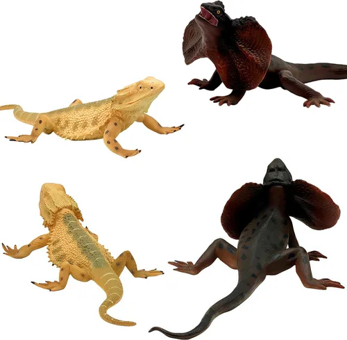Miniatura 6 de Gemini&Genius Juguetes de lagarto, figuras de lagarto de dragón barbudo, regalo de accesorios de broma, juego aterrador, divertido adorno de pastel