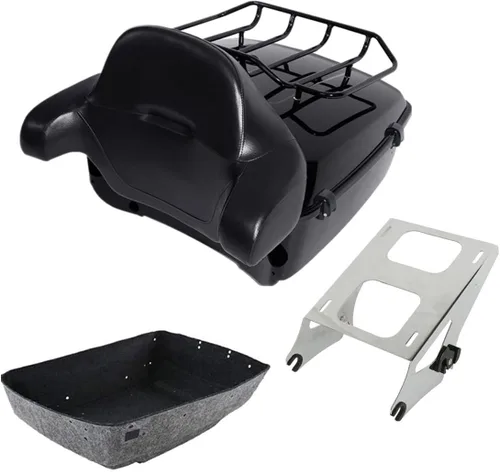 Miniatura 22 de TCMT King - Caja para maletero de motocicleta, almohadilla para respaldo, portaequipajes, altavoces, luces laterales, luz trasera para Harley