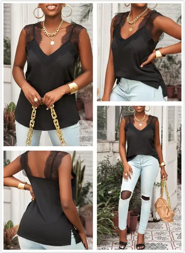 Miniatura 5 de Blencot - Blusa de tirantes para mujer, cuello en V, estilo casual, suelta, sin mangas