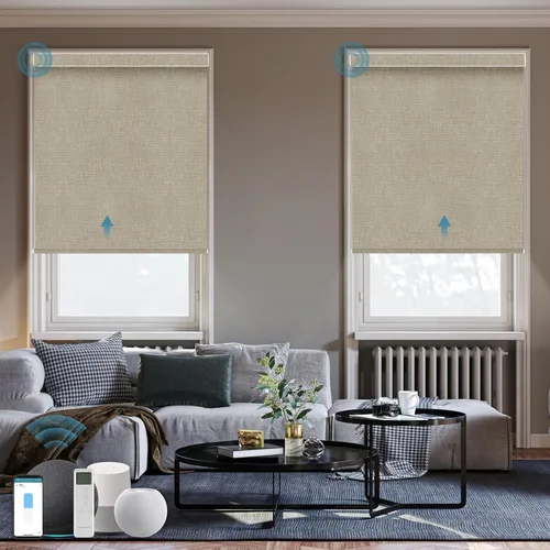 Miniatura 20 de Persiana Motorizada, Compatible con Homekit Thread-Enabled, Persianas Inteligentes 100% Opacas con Control Remoto, Persiana Enrollable Eléctrica