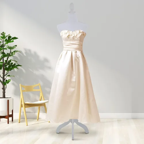 Miniatura 2 de Forma del vestido de cuerpo de torso de maniquí femenino, altura ajustable de 49.6 a 63.4 pulgadas con trípode de madera para exhibición de Blanco