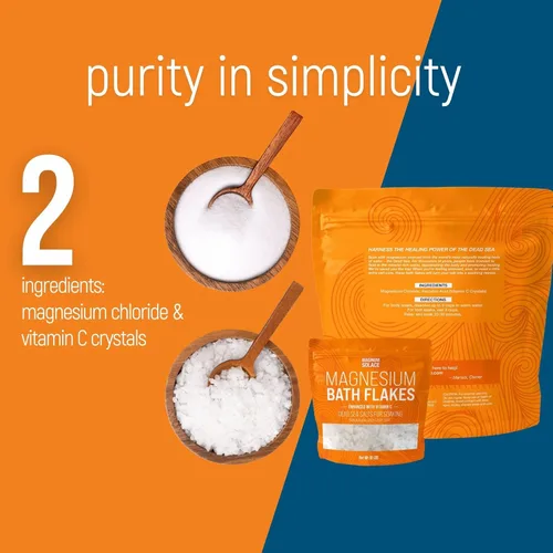 Miniatura 5 de Copos de magnesio para baño – Copos de cloruro de magnesio – Sales del Mar Muerto para remojar – Mejorado con cristales de vitamina C, 3.0 libras