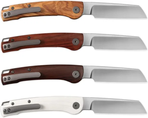 Miniatura 5 de Petrified fish PFE04 Scholar - Cuchillo plegable, hoja de satén de 3.7 pulgadas, 60.6 in, mango de madera Bubinga de 3.93 oz, cuchillo de bolsillo