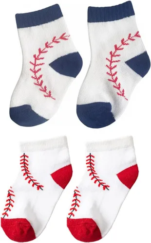 BAICAIYU Calcetines de béisbol para el primer cumpleaños para bebé, 2 piezas, calcetines para recién nacidos, tubo mediano, lindo traje de béisbol