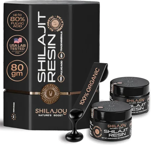 Miniatura 10 de Resina Shilajit orgánica para hombres y mujeres, grado oro puro del Himalaya con más de 75% de ácido fúlvico y más de 85 oligominerales, probada