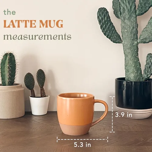 Miniatura 2 de Mora Ceramic Artisan - Juego de 4 tazas grandes mate para latte de 16 oz - Aptas para microondas, tazas de café de porcelana con asa grande