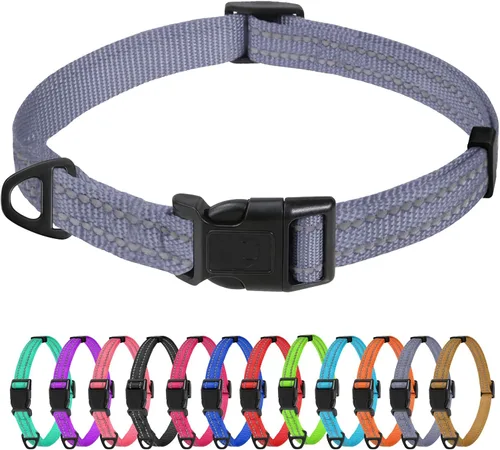 Miniatura 21 de TagME Collares de nailon reflectantes para perros, collar ajustable clásico para mascotas con hebilla de liberación rápida para perros pequeños