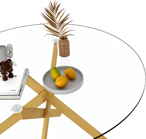 Miniatura 5 de HomVent Juego de mesa de comedor redonda de vidrio de 3 piezas, juego de mesa de comedor de vidrio templado para 2 mesas de cocina con 2 sillas