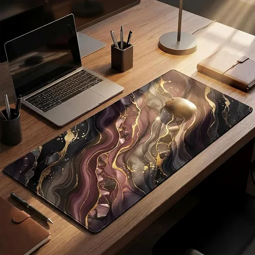 Miniatura 18 de AQQA Alfombrilla grande para mouse (35 x 17 pulgadas), extendida XXXL con base de goma antideslizante, líneas de mapa topográfico de fondo, contorno