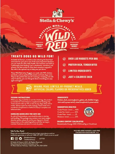 Miniatura 2 de Stella & Chewy's Wild Red Jerky Nuggets - 90% Receta Rica en Proteínas de Pollo y Pato para Perros - Premios de Entrenamiento Sin Cereales