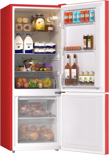 Miniatura 2 de BANGSON Refrigerador de 7.1 pies cúbicos con congelador, refrigerador de tamaño apartamento con congelador inferior, gran capacidad, ahorro de Rojo