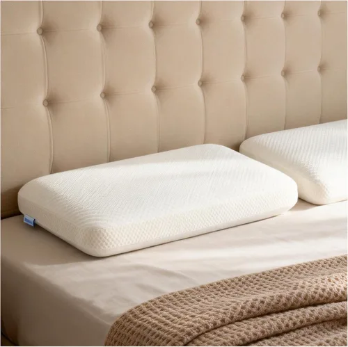 Almohada de espuma viscoelástica de doble cara, almohada cervical de cuello de 4 pulgadas para dormir de lado, firmeza media y suave, almohada Blanco