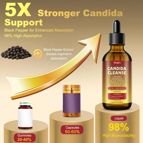 Miniatura 6 de Candida Support con tecnología de triple orientación, fórmula sinergia todo en 1 con ácido caprílico, orégano, nogal negro y ajenjo - Gotas de apoyo