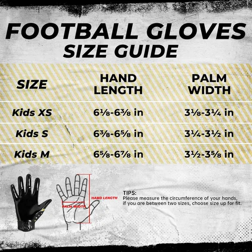 Miniatura 7 de HANDLANDY Guantes de fútbol americano juvenil para niños y niñas, guantes de receptor abierto pegajosos para niños, guantes de fútbol americano