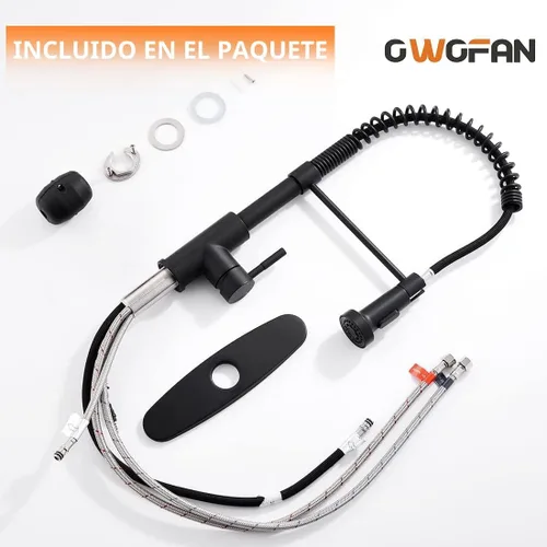 Miniatura 9 de Grifos de cocina con rociador de latón sólido con níquel de cepillado industrial, de una sola manija, grifo para granja, campamento, lavandería.