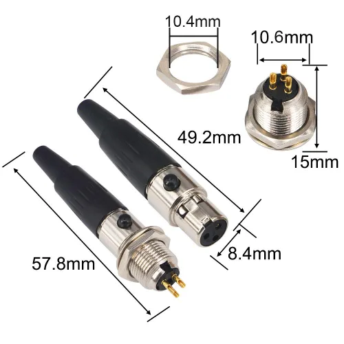 Miniatura 4 de Onelinkmore DIY 3 Pin Mini XLR Conector TA3F Audio Micrófonos Adaptadores Con Enchufe Chasis Montaje Jack Cable Terminales Reemplazo F-Plug Socket