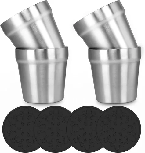 Miniatura 9 de Youda Vasos aislados de acero inoxidable de doble pared (juego de 2) apilables, taza de café/taza de té/vasos de cerveza enfriadores, ideales