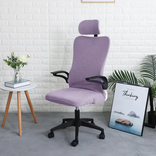 Miniatura 3 de FORCHEER Juego de sillas ergonómicas de oficina con funda para reposacabezas, repelente al agua, color morado