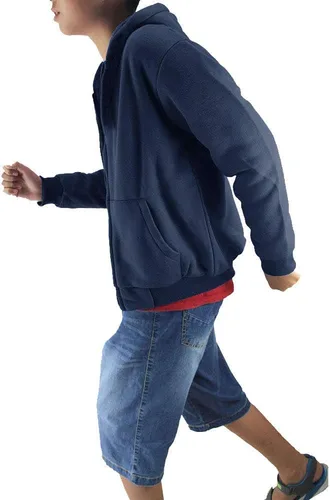Miniatura 4 de Sudaderas con capucha para niños y jóvenes, con cremallera completa, forro polar, tallas 8-16