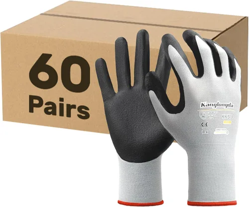 Miniatura 25 de Kebada W2 - Guantes de trabajo unisex, aptos para pantalla táctil, con agarre, elásticos, recubiertos de nitrilo, para jardinería, manejo de Gris