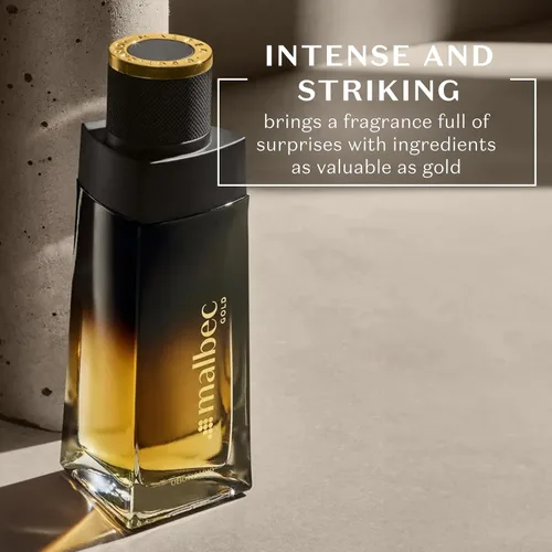 Miniatura 2 de Malbec Exquisite Gold Eau de Toilette de O Boticário, Colonia para Hombre de Larga Duración Fragancia Masculina, Aroma de Vino Tinto Envejecido