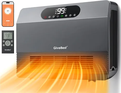 GiveBest - Calentador de pared inteligente, calentador de espacio de 1500W de calentamiento rápido para dormitorio, calentador de espacio eléctrico