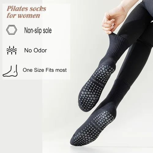 Miniatura 2 de YFUNNLE Calcetines antideslizantes para yoga y pilates para mujer (3 pares), calcetines antideslizantes para yoga, hospital, pilates, barre Home