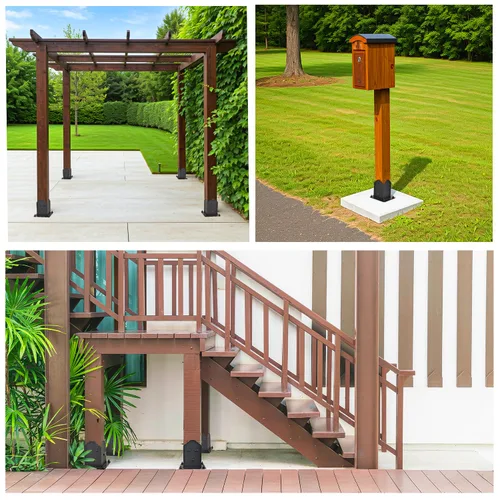 Miniatura 6 de Creative Design - Base de poste de 4 x 4 pulgadas, soporte cuadrado para buzón de valla, base de poste atornillada, anclaje de tierra para poste