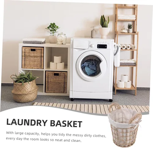 Miniatura 9 de Zerodeko 1 cesta tejida para ropa sucia, cuerda plegable
