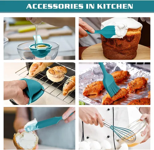 Miniatura 5 de P&P CHEF Juego de utensilios de cocina de silicona, 28 piezas, espátulas para hornear con soporte, resistentes al calor y no tóxico, antiadherente