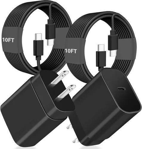 Samsung Cargador súper rápido, cargador Samsung de 25 W, bloque de carga rápida, paquete de 2 cargadores de teléfono Android tipo C, cable USB C