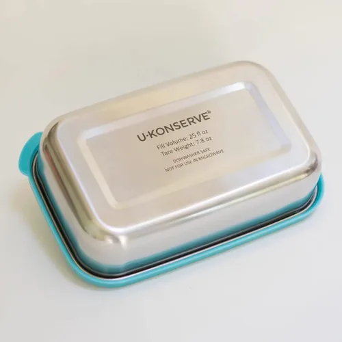 Miniatura 2 de U Konserve Contenedor rectangular de acero inoxidable para almacenamiento de alimentos, tapa de silicona a prueba de fugas, apto para lavavajillas