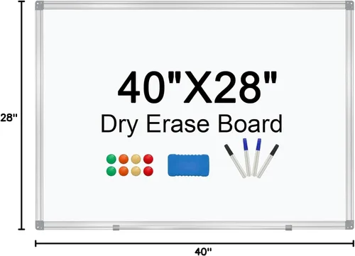 Miniatura 7 de H-Qprobd Pizarra de borrado en seco para presentación de aluminio para pared, pizarra blanca magnética con bandeja larga para bolígrafos, pizarra