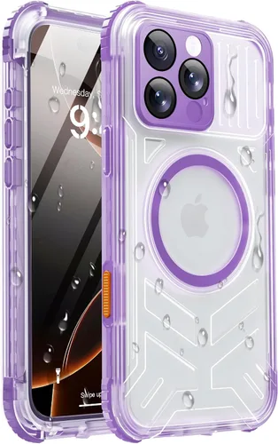 Miniatura 37 de Funda impermeable para iPhone 15 con Magsafe, protector de pantalla, cordón, IP68 militar de cuerpo completo a prueba de golpes, para deportes