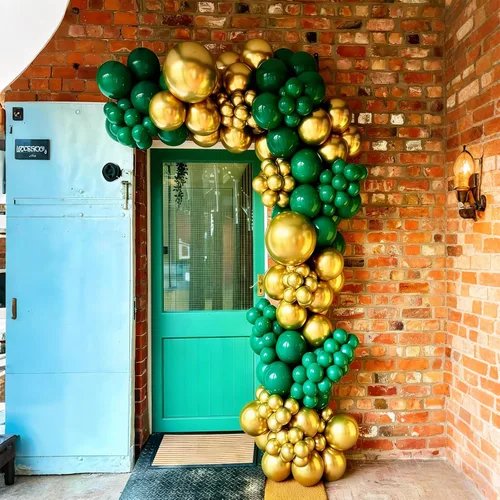 Miniatura 8 de Lukiituke - Globos verdes y dorados, 57 globos de 12 pulgadas verde oscuro y dorados para cumpleaños, graduación, día de San Patricio, decoraciones