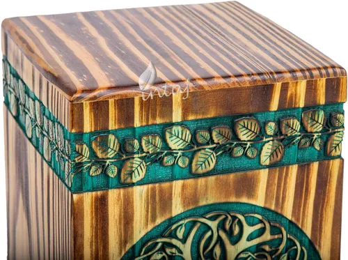 Miniatura 7 de Urna de palisandro hecha a mano para cenizas humanas, urnas de madera para adultos del árbol de la vida hechas a mano, urna de cremación fúnebre