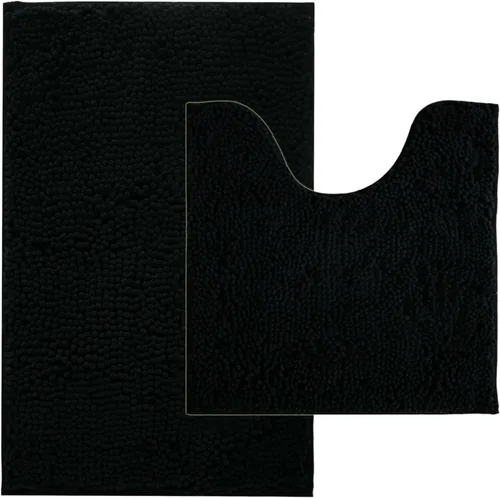 Miniatura 50 de Juegos de alfombras de baño de 2 piezas, alfombra de baño de felpilla extra suave ultra absorbente, alfombra de baño con base antideslizante de PVC