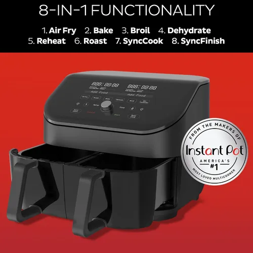 Miniatura 3 de Freidora de aire Instant Pot Vortex Plus XL 8QT ClearCook, ventanas transparentes, programación personalizada, funciones 8-en-1 que crujen, asan
