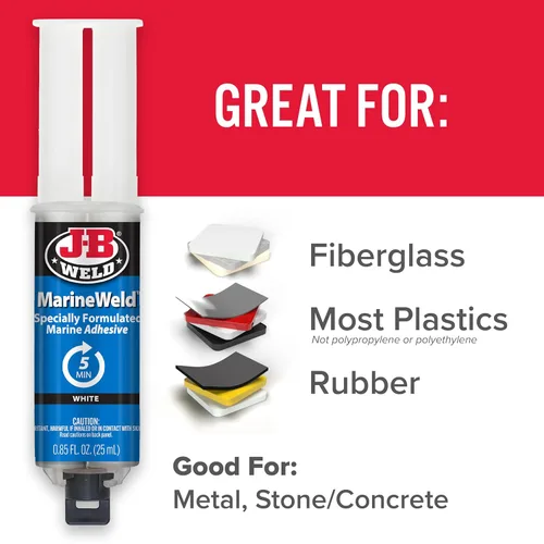 Miniatura 5 de J-B Weld MarineWeld - Jeringa (2 unidades), color blanco, resistente a los rayos UV, de alta resistencia y resistente a los impactos, 0.8 fl oz