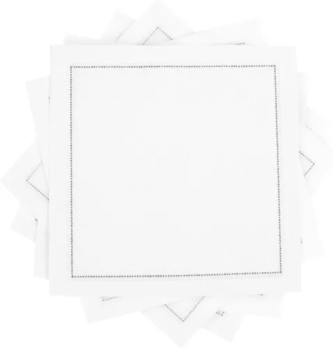 Servilletas de cóctel de algodón blanco, 100% algodón, paquete de 50 unidades, 4.5 x 4.5 pulgadas, calidad de hotel, suaves y absorbentes, ideales